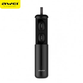 AWEI Dual TWS Airpods Earphone Bluetooth dengan Charging Case - T5 - Black - 1