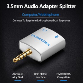 Vention Splitter Jack Audio AUX 3.5 mm 2 Port Earphone - BDAW0 - White - 2
