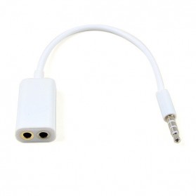 Microphone Headphone Audio Splitter 3.5mm ke 2 x 3.5mm - White - 1