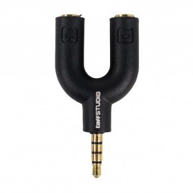 TaffSTUDIO Splitter Audio Shape U 3.5mm ke Headphone & Mic - K0650 - Black
