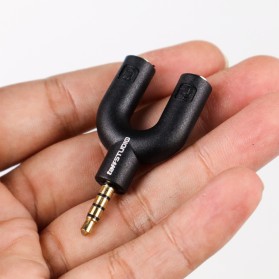 TaffSTUDIO Splitter Audio Shape U 3.5mm ke Headphone & Mic - K0650 - Black - 4
