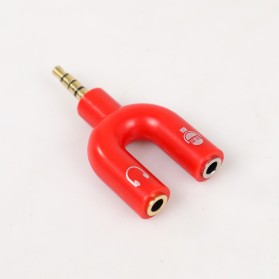 TaffSTUDIO Splitter Audio Shape U 3.5mm ke Headphone & Mic - K0650 - Red - 2