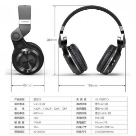 Bluedio T2 Turbine Wireless Bluetooth Headphones - Black - 9