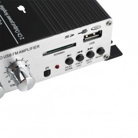 Lepy Mini Car Hi-Fi Stereo Audio Amplifier Bass Booster MP3 12V with USB Port FM MMC - LP-A68 - Black - 4