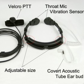 Mikrofon Tenggorokan Extendable untuk Walkie Talkie - Black - 5