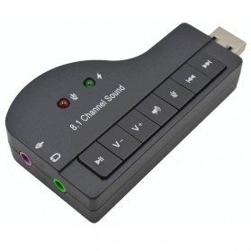 GOOJODOQ Sound Card USB Model Piano 8.1 Channel 3D Audio - F23839 - Black