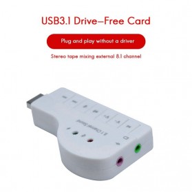 GOOJODOQ Sound Card USB Model Piano 8.1 Channel 3D Audio - F23839 - White