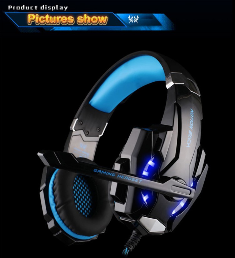 Kotion Each G9000 Gaming Headset Twisted with LED Light Black/Blue