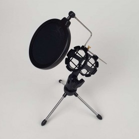 Zeepin Mini Tripod Stand Mikrofon Universal dengan Pop Filter - PS-05 - Black - 2