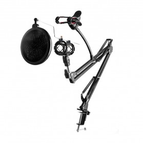 TaffSTUDIO Condenser Microphone Stand Holder 360 Lazypod Clamp Professional Set - NB-35 - Black