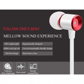 Earphone Bass Kabel Flat dengan Mic - Black - 7