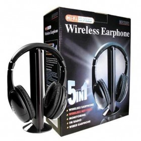 Headphone 5 in 1 Wireless Radio FM Receiver - MH2001 - Black - 1