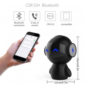 DINGDANG 2 in 1 Speaker Bluetooth Portable + Power Bank Model Robot - M10 - Black - 3