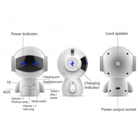 DINGDANG 2 in 1 Speaker Bluetooth Portable + Power Bank Model Robot - M10 - Black - 4