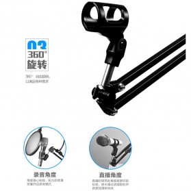 TaffSTUDIO Microphone Suspension Boom Scissor Arm with Smartphone Lazypod - D6 - Black - 4