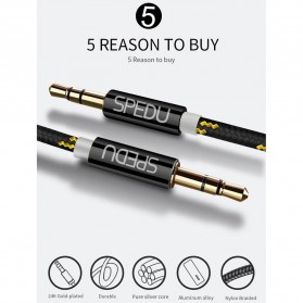 SPEDU Kabel Audio AUX 3.5mm Braided 1 Meter - Black - 8
