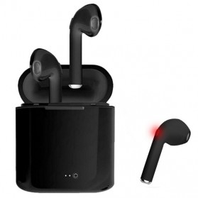 Mini Earphone Airpods Bluetooth 4.2 with Charging Case - i7S TWS - Black