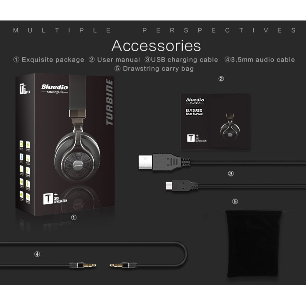 Bluedio T3 Plus 3D Wireless Bluetooth Headphone (backup) - Black -  JakartaNotebook.com