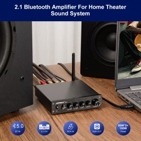 Aiyima A03 Bluetooth 5.0 Amplifier 2.1 Channel Amp Receiver 2x50W+100W TPA3116 - B2D1845B - Black - 5
