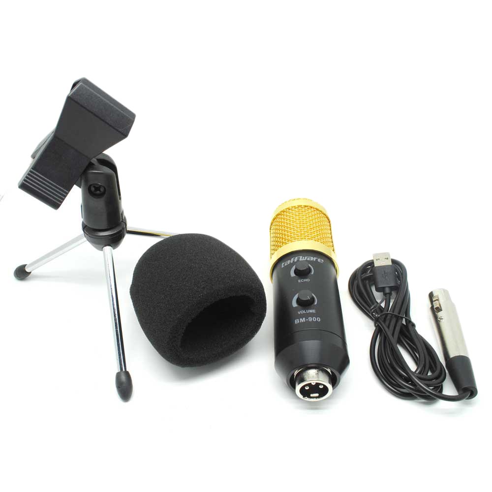 TaffSTUDIO BM900 Professional Condenser Microphone Builtin Sound Card