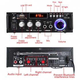Taffware Bluetooth EQ Audio Amplifier Karaoke Home Theater FM Radio 600W - AV-298BT - Black - 3