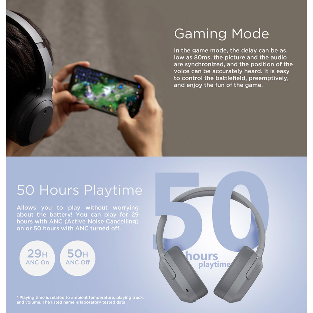 Edifier Bluetooth Headphone Headset Active Noise Cancelling - W820NB -  Black - JakartaNotebook.com