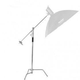 TaffSTUDIO C Light Stand Tripod Studio Lighting Photograpy 130 cm with Extension Arm - CD-50 - Silver - 1