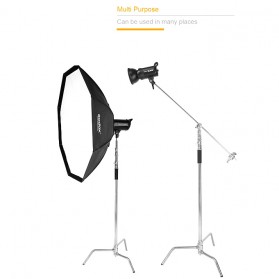 TaffSTUDIO C Light Stand Tripod Studio Lighting Photograpy 130 cm with Extension Arm - CD-50 - Silver - 3