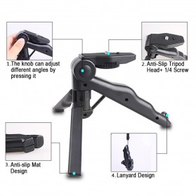 Paket 2 in 1 Portable Mini Folding Tripod for DSLR + Universal Clamp SC-L JUMBO - Black - 7