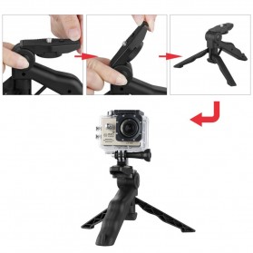 Paket 2 in 1 Portable Mini Folding Tripod for DSLR + Universal Clamp SC-L JUMBO - Black - 8