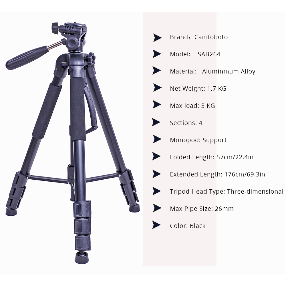 Cambofoto Pr   ofessional DSLR Tripod + Monopod - SAB264 - Black