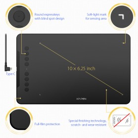 XP-Pen Deco01 Graphics Digital Drawing Tablet with P03 Passive Pen - Black - 5