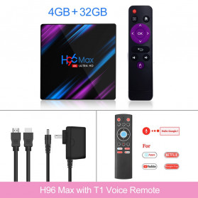 Vontar Mini Smart TV Box 4K Android 9.0 4GB 32GB with Voice Remote - H96 MAX - Black - 1