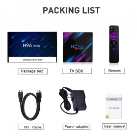 Vontar Mini Smart TV Box 4K Android 9.0 4GB 32GB with Voice Remote - H96 MAX - Black - 7