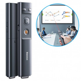 Jual Proyektor & Laser Presenter - Baseus Orange Dot Wireless Laser Presenter Red Pointer USB Type C 2.4GHz - ACFYB-0G - Gray