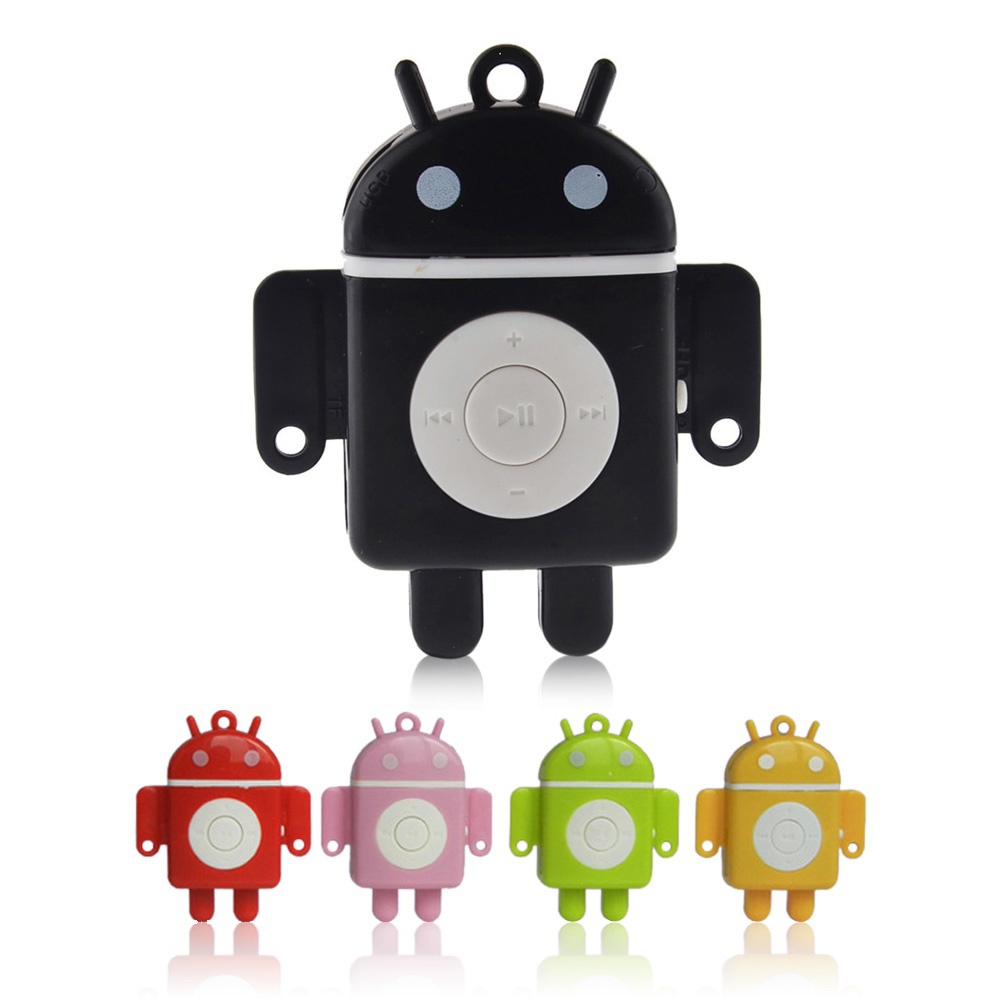 Android Robot MP3 Player TF Card With Small Clip Black