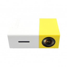 Mini Portable LED Projector Full HD with TF HDMI AV USB Port - YG-300 - White with Yellow Side - 1
