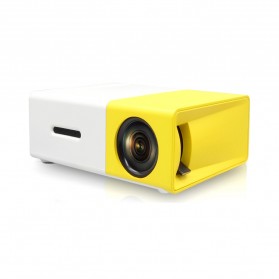Mini Portable LED Projector Full HD with TF HDMI AV USB Port - YG-300 - White with Yellow Side - 2
