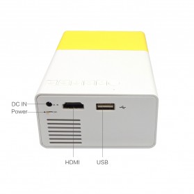 Mini Portable LED Projector Full HD with TF HDMI AV USB Port - YG-300 - White with Yellow Side - 4