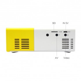 Mini Portable LED Projector Full HD with TF HDMI AV USB Port - YG-300 - White with Yellow Side - 5