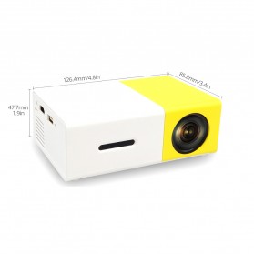 Mini Portable LED Projector Full HD with TF HDMI AV USB Port - YG-300 - White with Yellow Side - 6