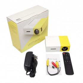 Mini Portable LED Projector Full HD with TF HDMI AV USB Port - YG-300 - White with Yellow Side - 7