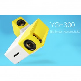 Mini Portable LED Projector Full HD with TF HDMI AV USB Port - YG-300 - White with Yellow Side - 8
