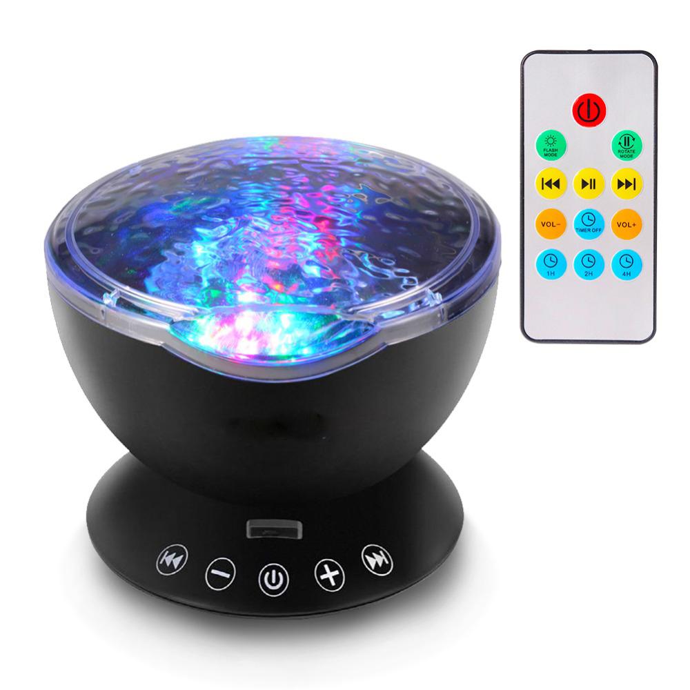 Speaker Proyektor Lampu LED dengan Remote Control Black 