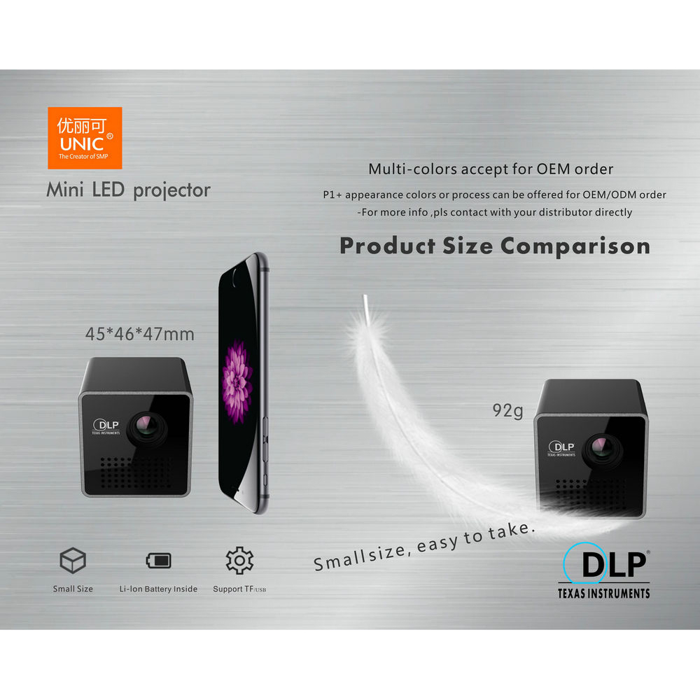 UNIC P1+ WiFi DLP Proyektor Mini 640P 