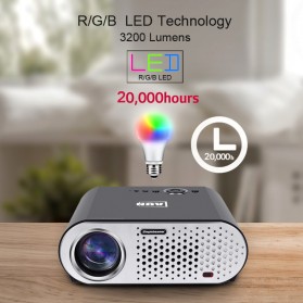 AUN Proyektor Android 1280 x 768 Pixel 3200 Lumens - T90S (backup) - Black - 3