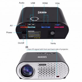 AUN Proyektor Android 1280 x 768 Pixel 3200 Lumens - T90S (backup) - Black - 7