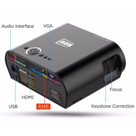 AUN Proyektor Android 1280 x 768 Pixel 3200 Lumens - T90S (backup) - Black - 8
