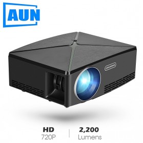 AUN C80 Proyektor Mini Smart HD 720P WiFi 2200 Lumens Android 6.0 - Black - 1