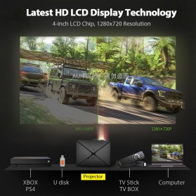 AUN C80 Proyektor Mini Smart HD 720P WiFi 2200 Lumens Android 6.0 - Black - 3